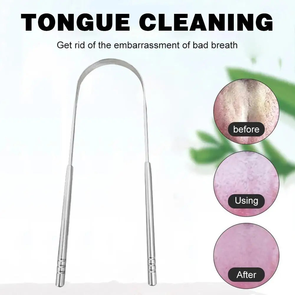 1Pcs Stainless Steel Tongue Scraper U-shaped Metal Fresh Breath Cleaning Coated Tongue Toothbrush Oral Hygiene Care Tools